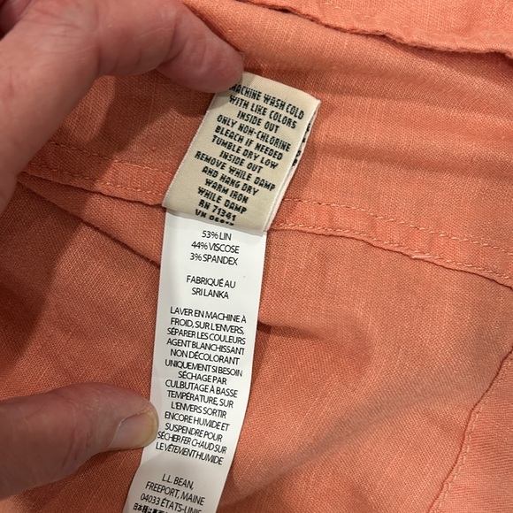 LL Bean Linen Utility Jacket Pink/Salmon Size Med Regular. Packable hood - Picture 12 of 16